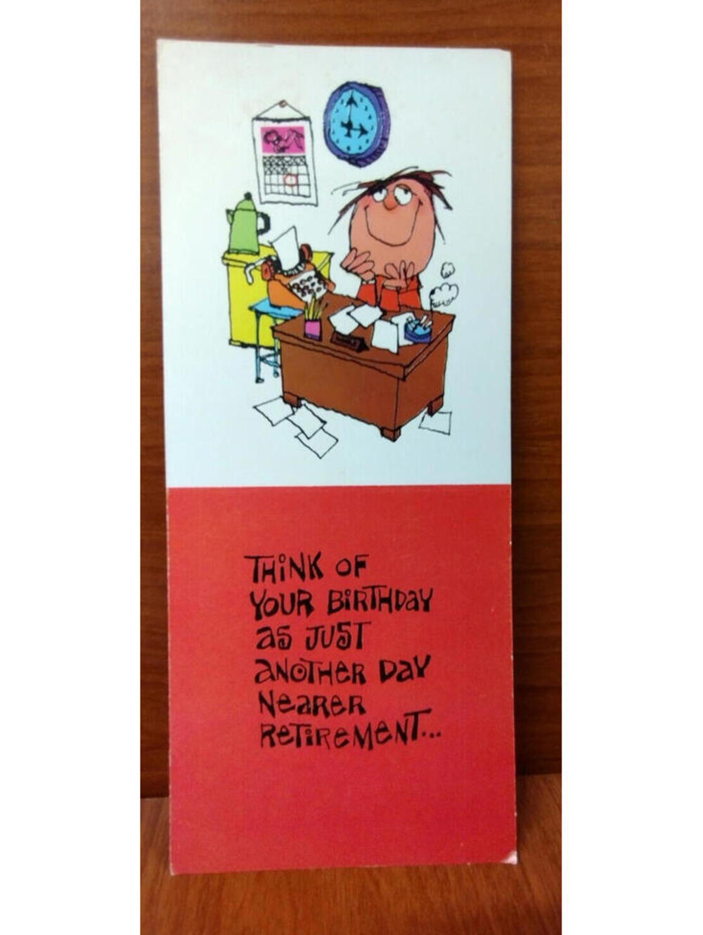 Vintage 1960s Birthday Greeting Card OFFICE BIRTHDAY MAN Rust Craft Studio Card